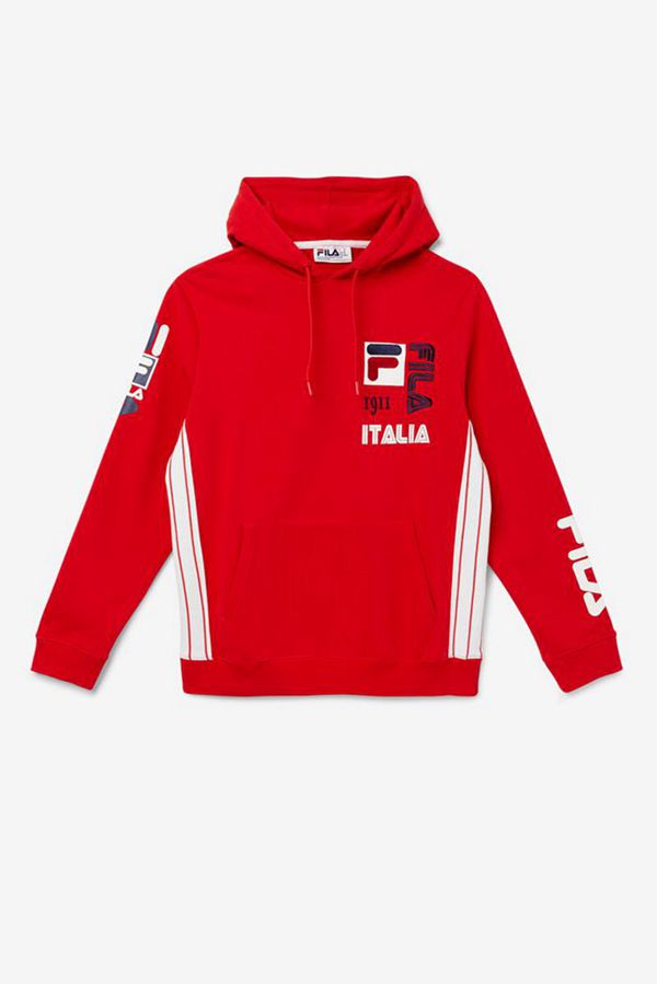 Fila black line rayton panel hoodie store in red